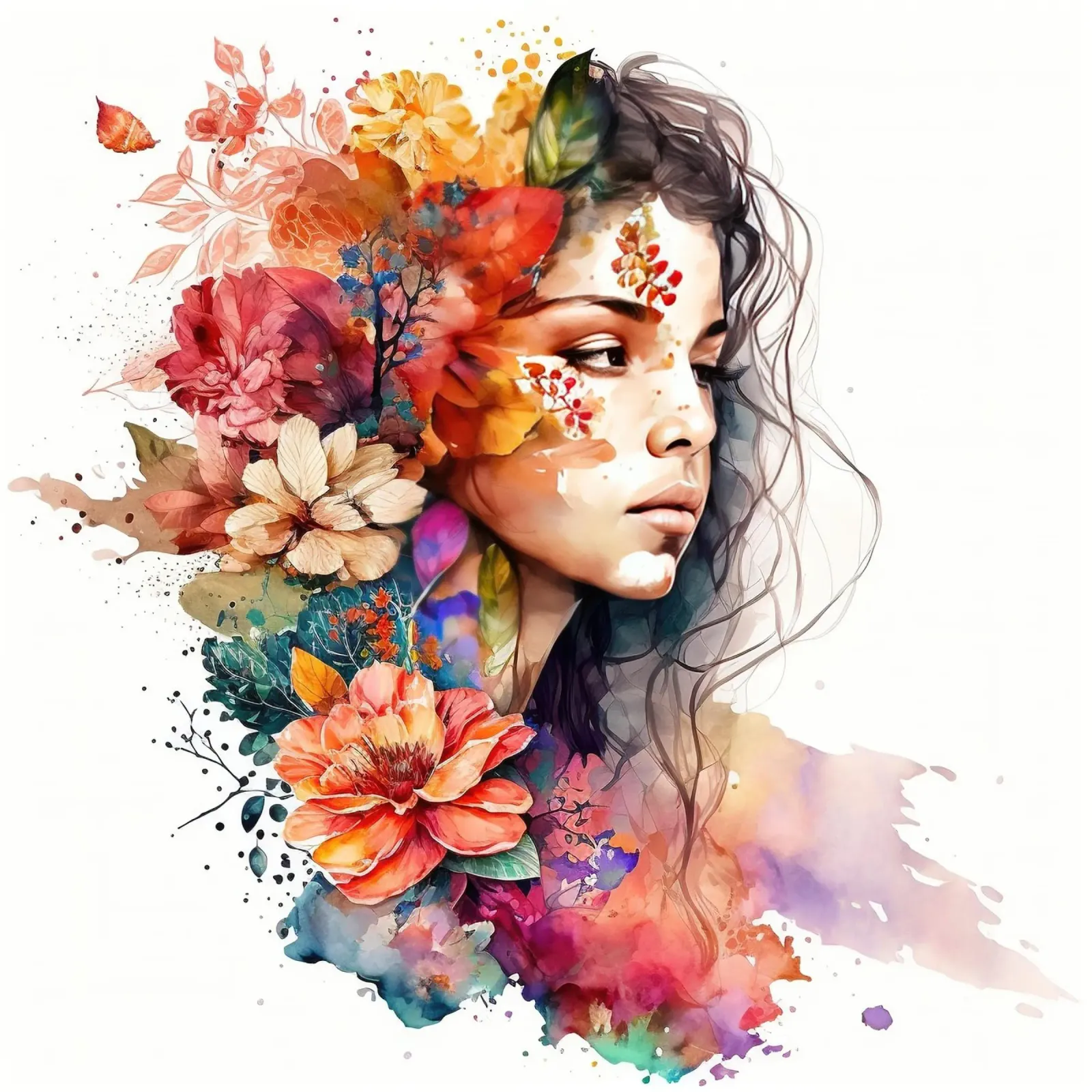 Acquerello floreale donna carta hahnemühle da Chromatic Fusion Studio