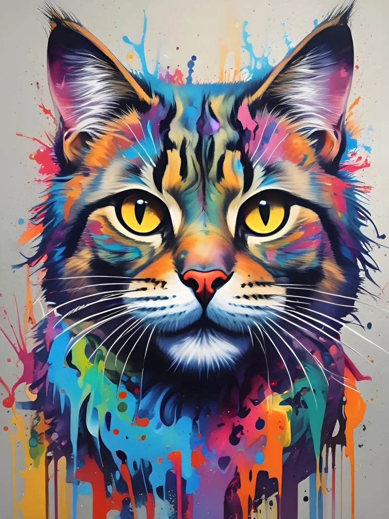 Gatto sguardo elettrico graffitti pellicola backlit da MakArena