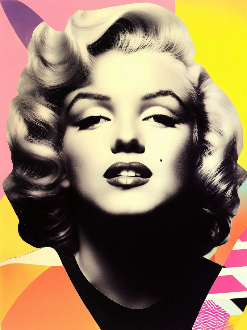 Ritratto di Marilyn Monroe nel design di Memphis poster da Autofocus