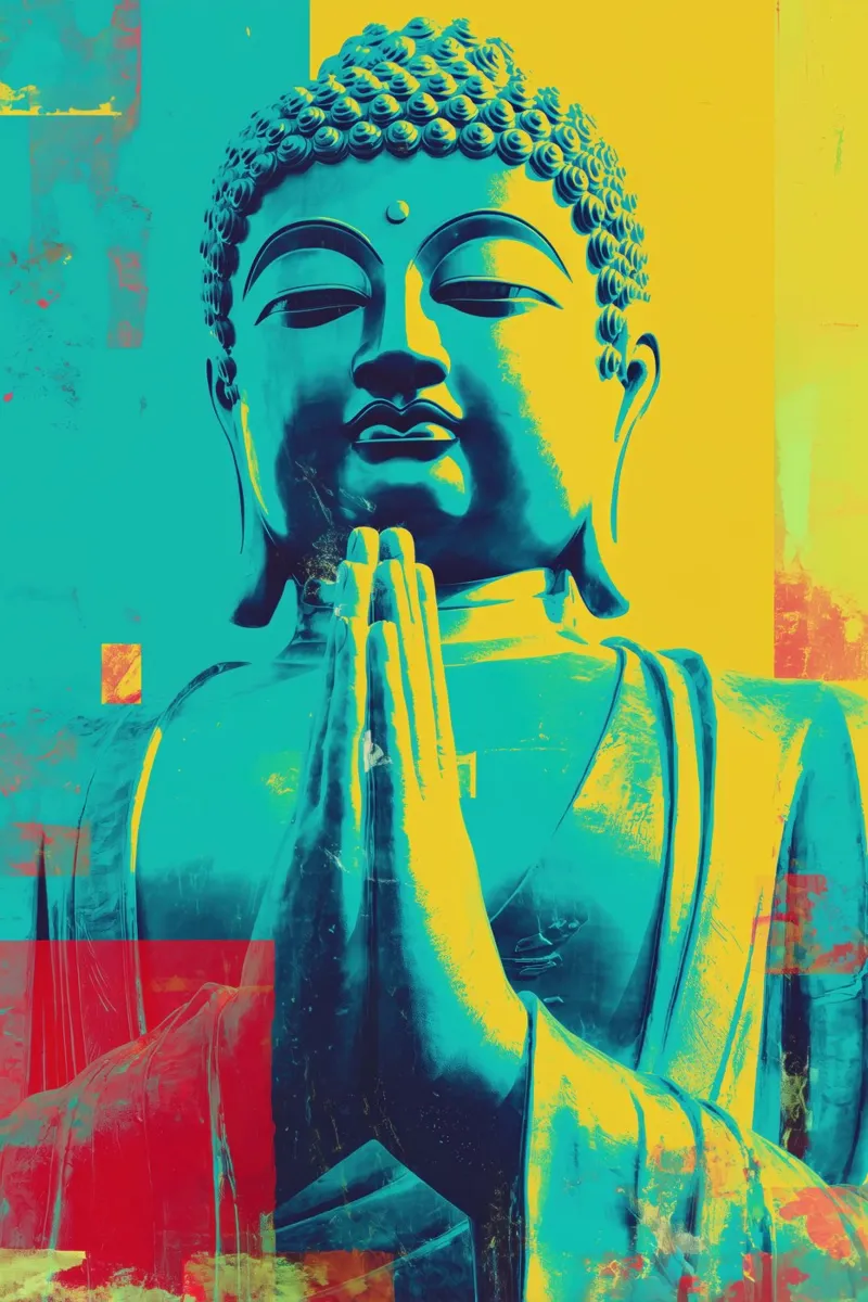 Pop Art Boeddha | Oosterse spiritualiteit + Westerse Pop Art canvas van Autofocus