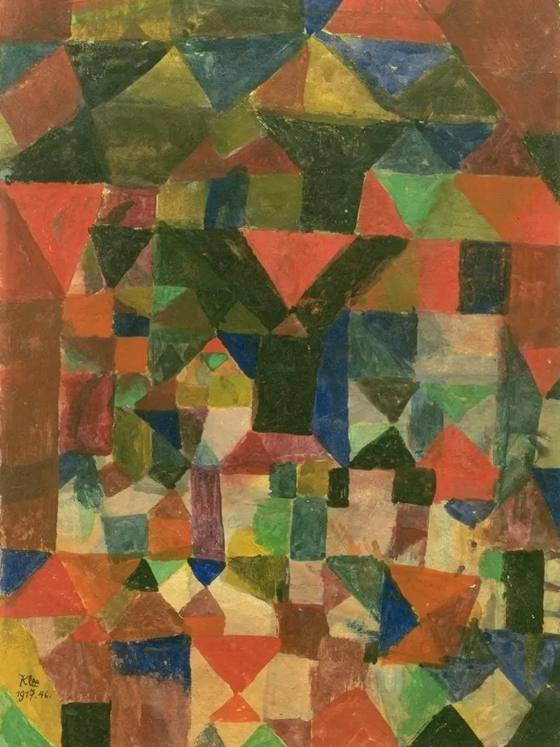Paul Klee - Stadtartiger Aufbau poster con telaio in legno da Second Canvas