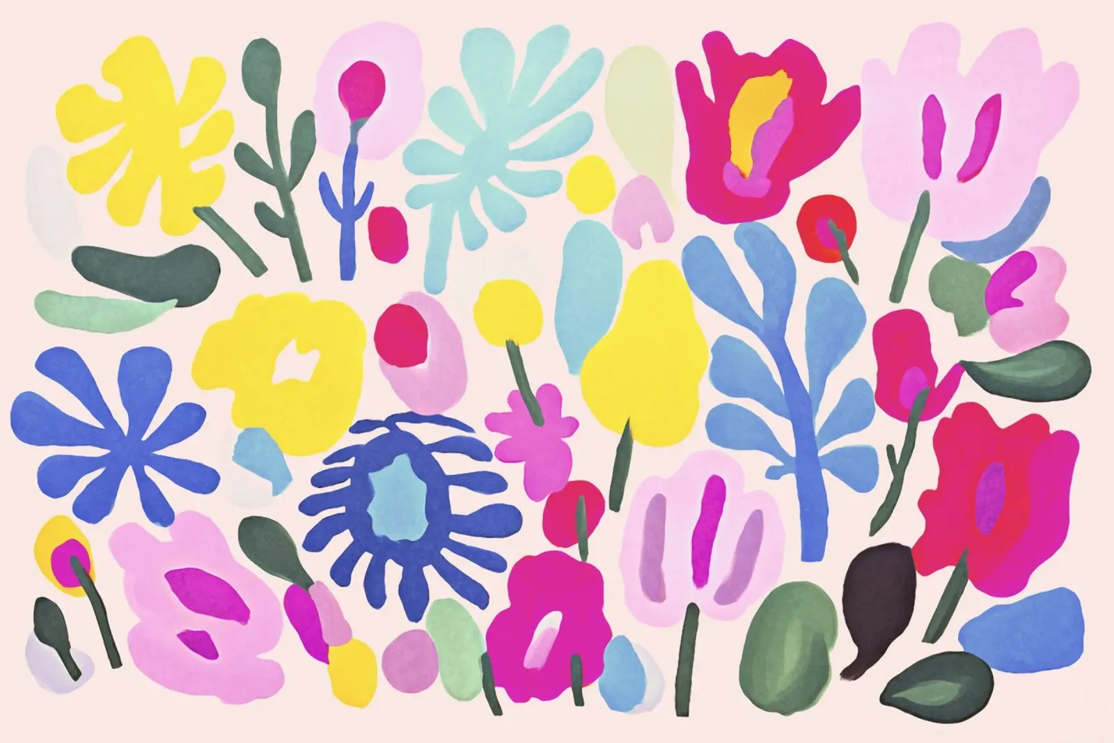 Matisse Funky Flower Garden Fiori di metà secolo poster con telaio in plastica da Andrea Haase Modern Home