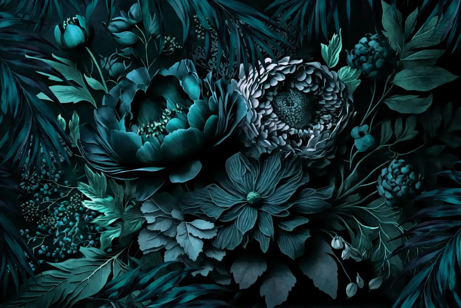Turquesa Renacimiento Vibes Moody Opulent Flores metacrilato de Andrea Haase Floral Passion
