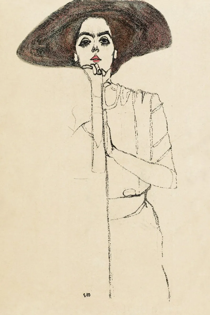 Egon Schiele - Ritratto di donna (1910) poster con telaio in alluminio da Wirla