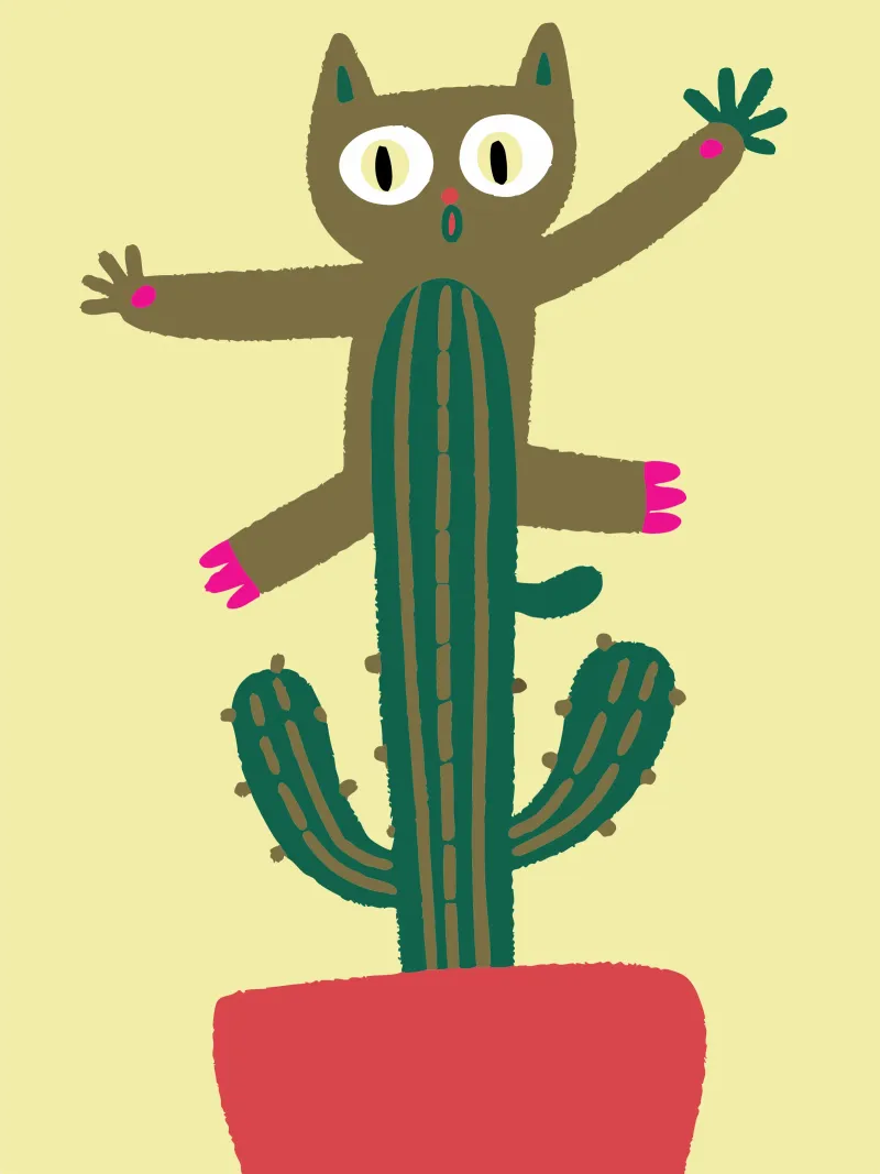 Gatto su un cactus pellicola backlit da TRENDY POSTER SHOP