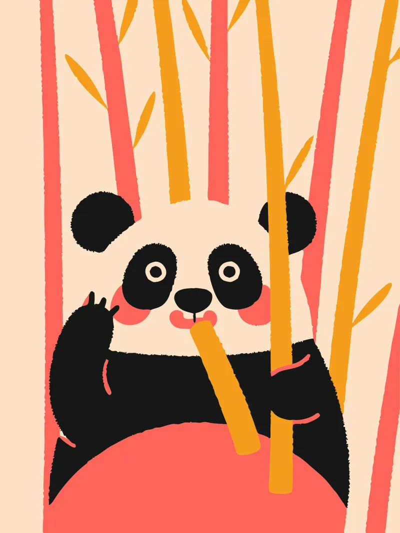 Panda eet bamboe hahnemühle van TRENDY POSTER SHOP
