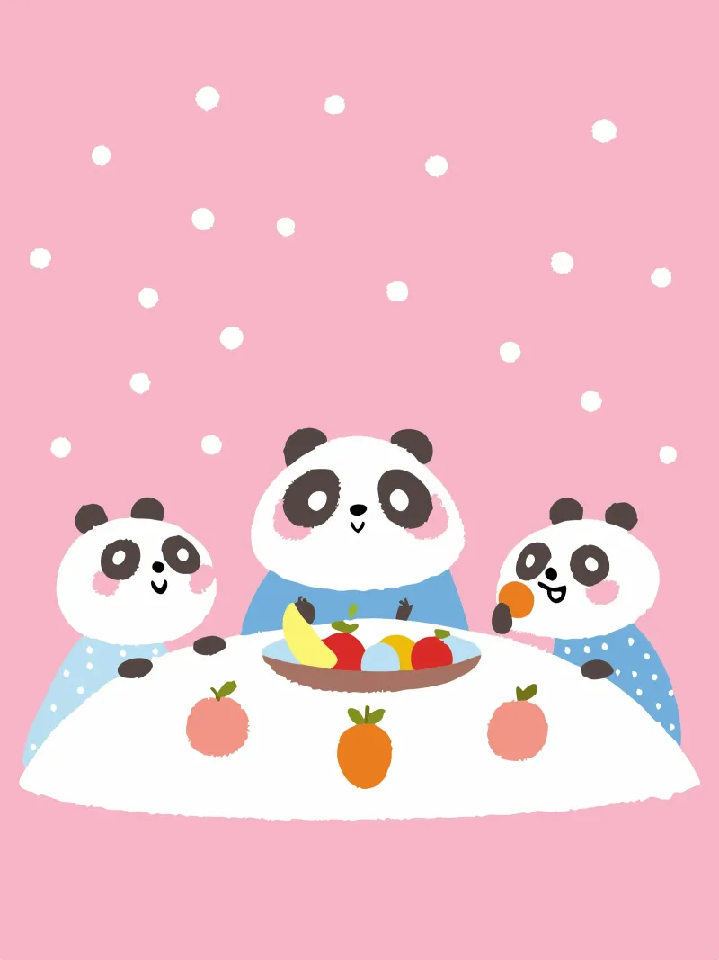 Tres pandas disfrutan de una comida metacrilato de TRENDY POSTER SHOP
