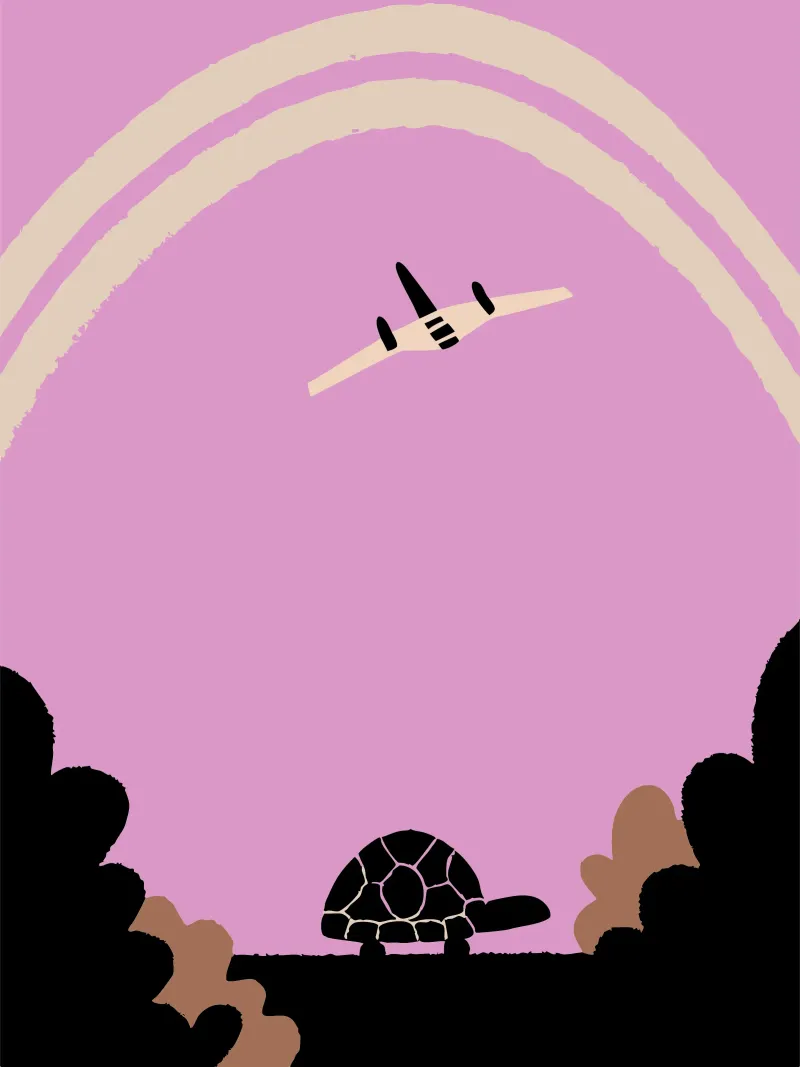 La tartaruga e l'aereo poster con telaio in plastica da TRENDY POSTER SHOP