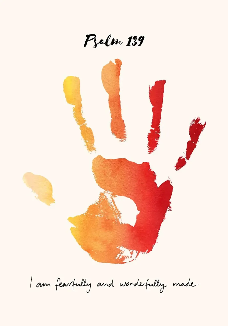 handprint watercolor psalm 139 quote scripture inspirational poster with aluminum frame by minerva santiago