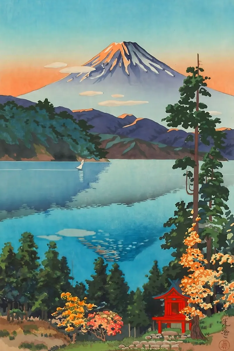 Lake Ashi in the Hakone Hills in Early Autumn 1938 pellicola backlit da GoArt