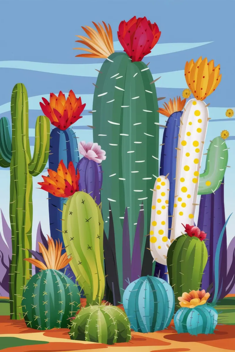 Floraison de la sentinelle du désert poster avec cadre en bois de Murni Strokes