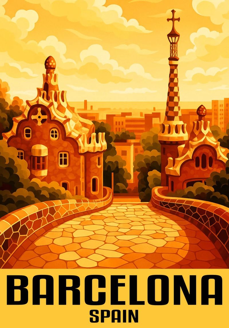Barcelona Spain City Art Imagination poster by oneheart