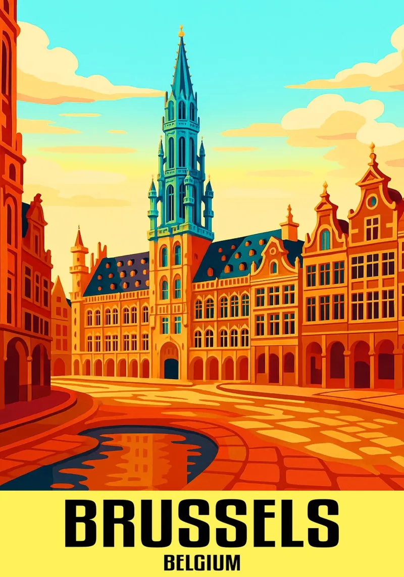 Bruxelles Belgio Città Arte Immaginazione tela con Cornice a cassetta da oneheart