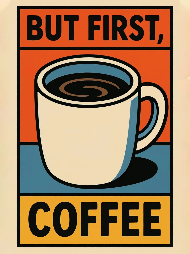Prima il mio caffè poster con telaio in plastica da 🥝 KIWI STORE
