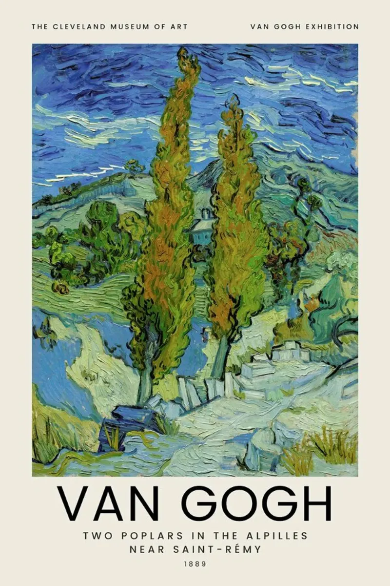 van Gogh - Two Poplars in the Alpilles Near Saint-Rémy pellicola backlit da Vintage by JUNIQE