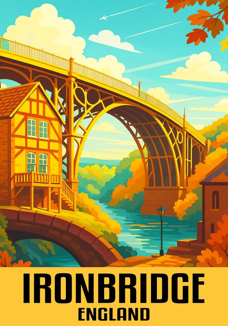 Ironbridge Engeland Stad Kunst Verbeelding canvas met Baklijst van oneheart