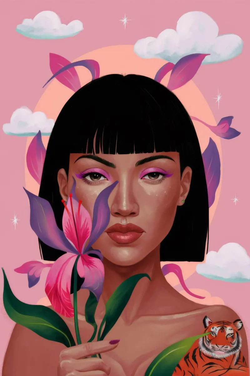 Floral Tiger Reverie lienzo de Aether Brush