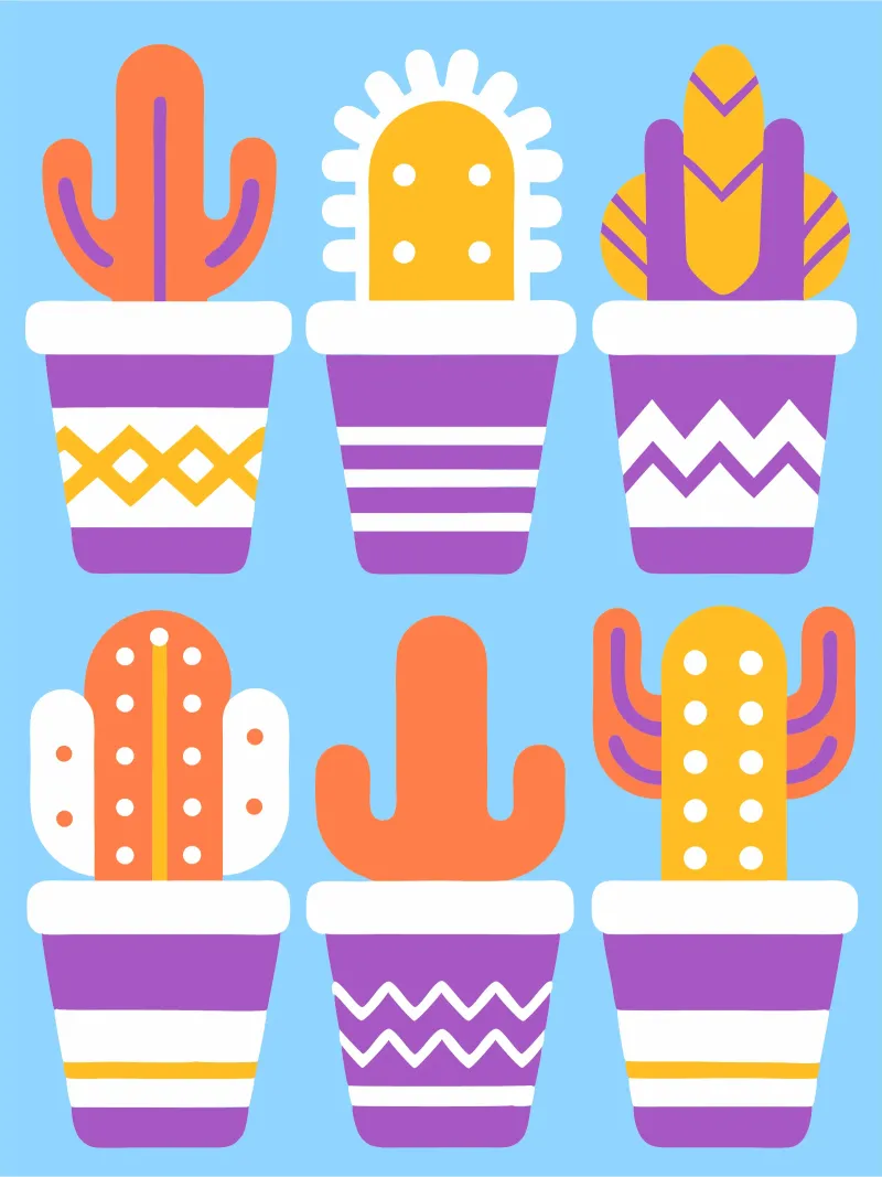 Cactus and Stacked Vase canvas by FLOWER PLACE SHOP