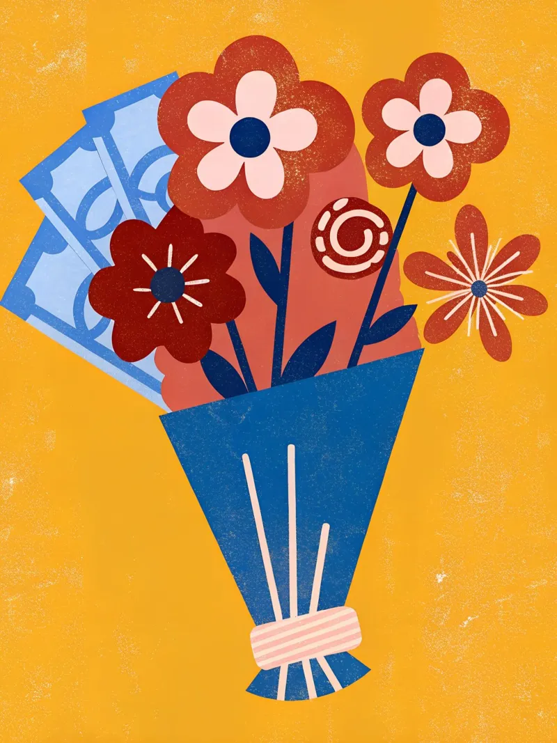 Bouquet di fiori e denaro pellicola backlit da THE LATEST SHOP