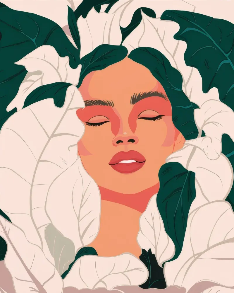Foglia Sogno Serenità poster con telaio in legno da Aether Brush