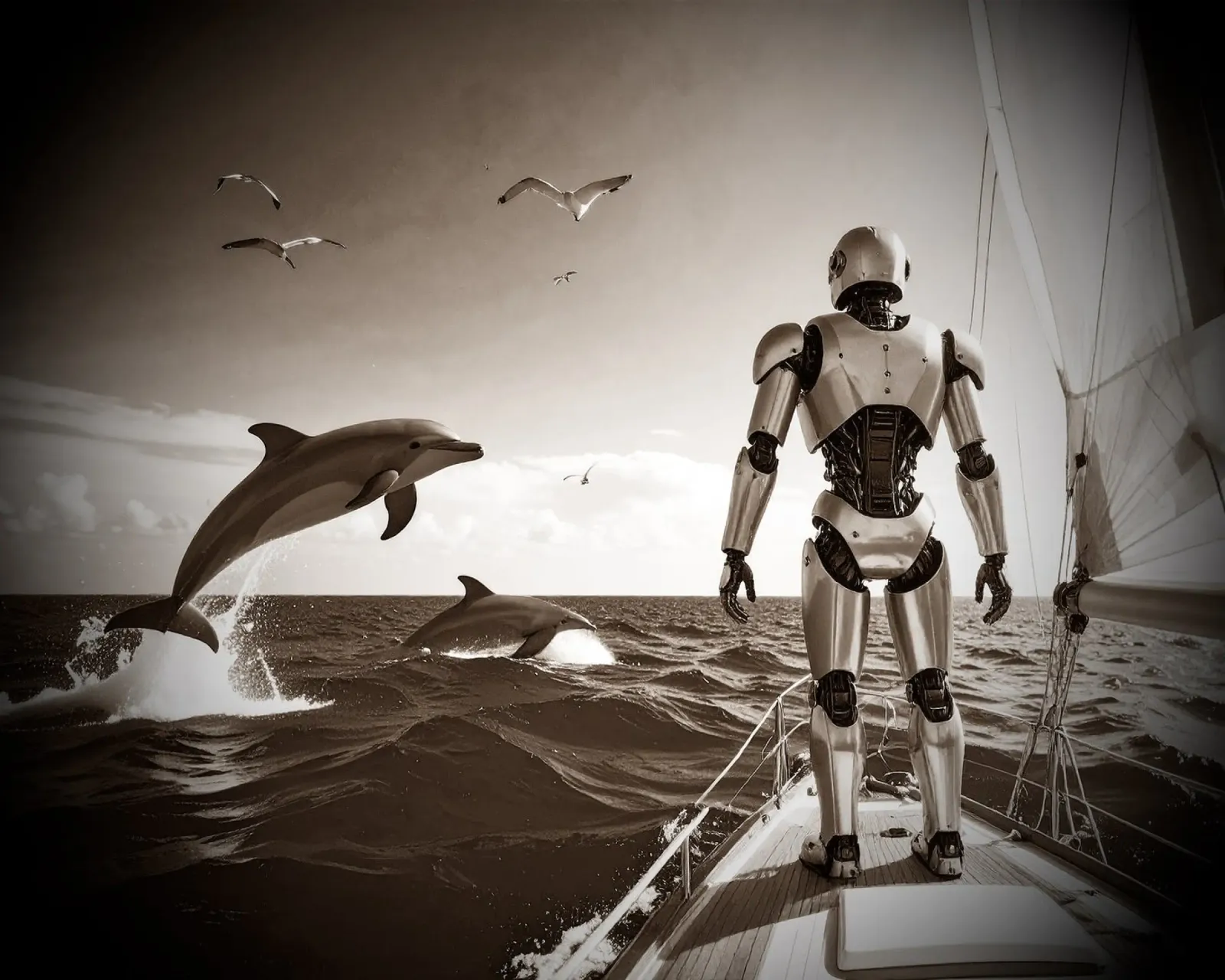 ROBOT SUR UN VOILIER. Vintage metacrilato de Thierry vobmann photography