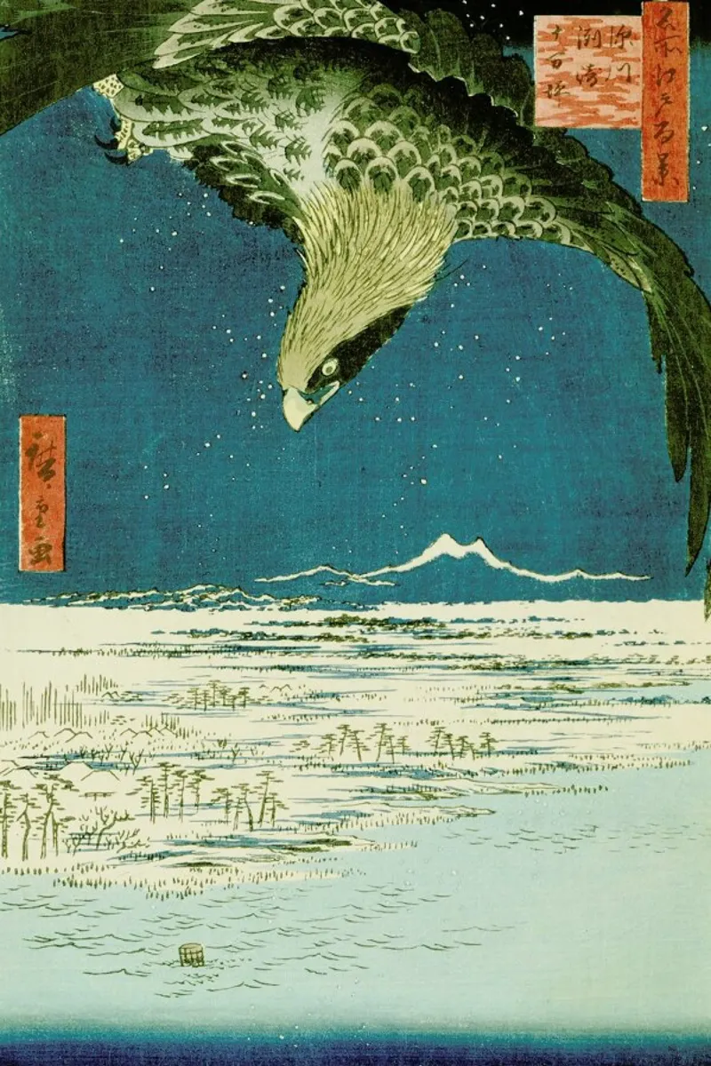 Hiroshige - One Hundred Thousand- Tsubo Plain at Susaki, Fukagawa alluminio dibond da ARTOTHEK