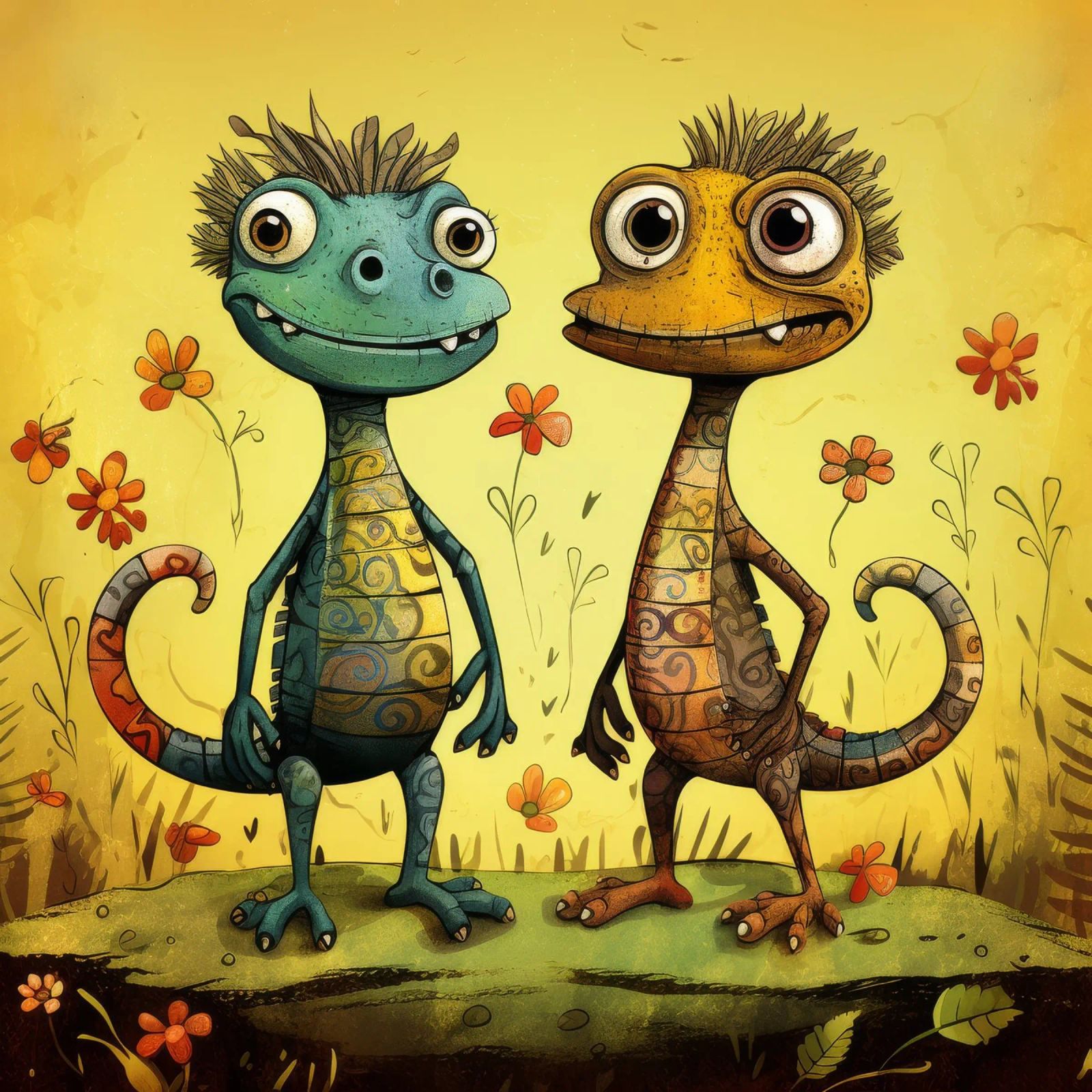 Retro Lizard Duo pellicola backlit da Funny Animals
