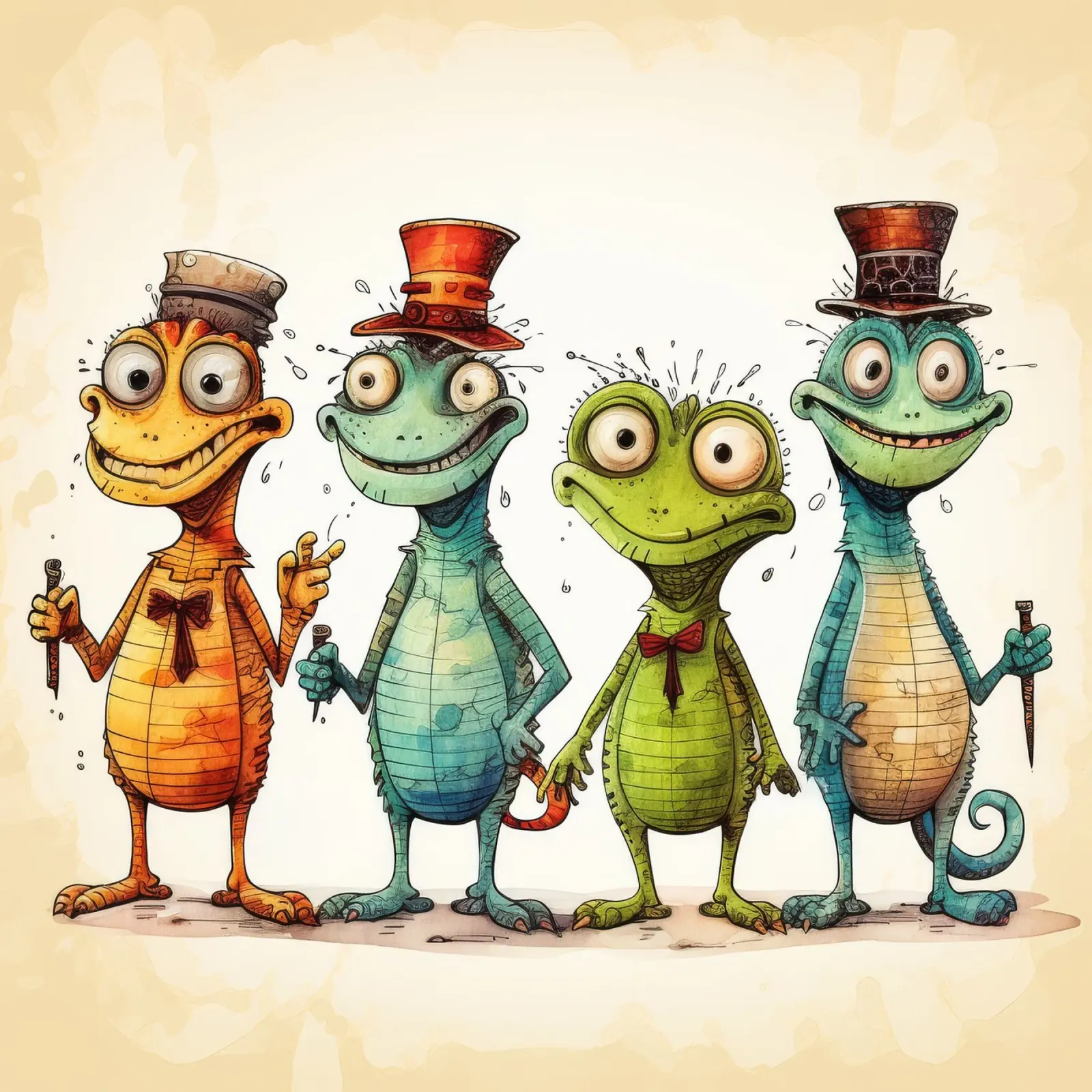 Retro Lizard Gang poster with plastic frame by Funny Animals
