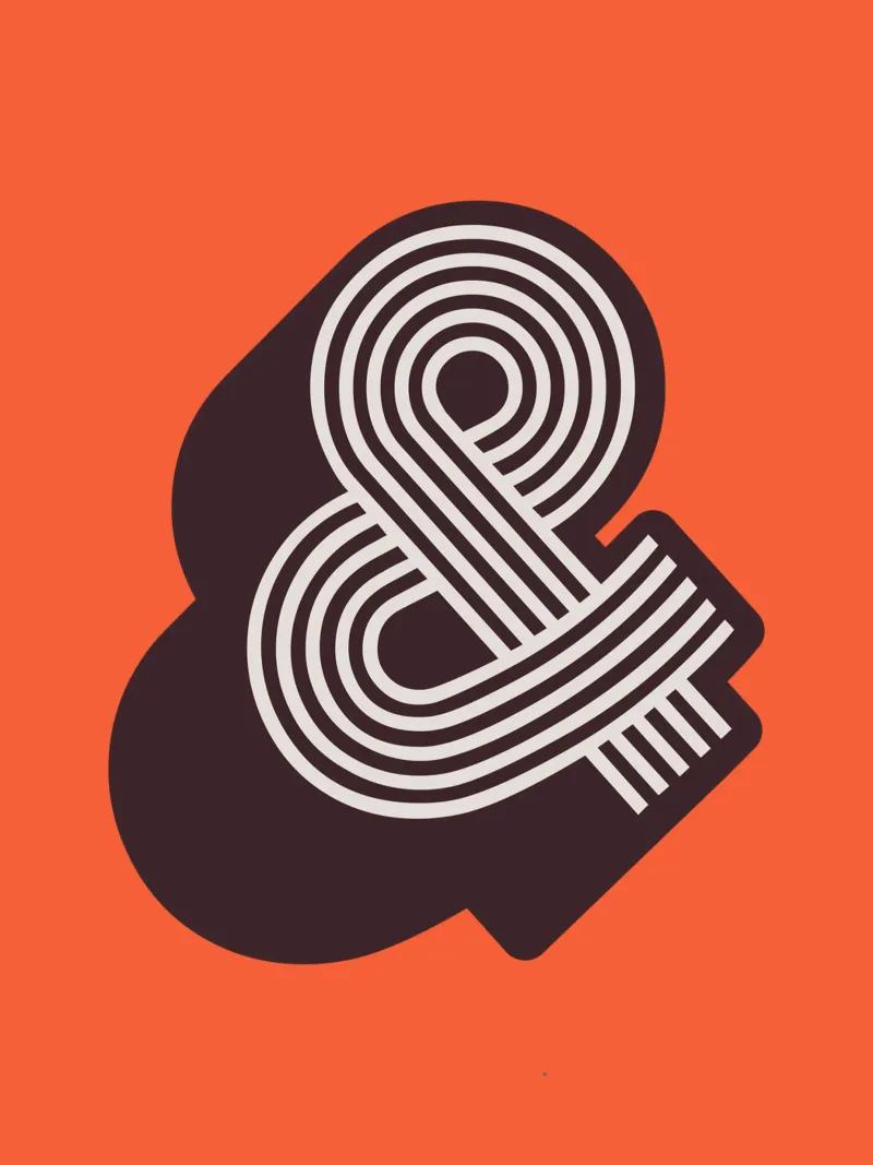 Ampersand Retro 3D en Symbool Typografie & Kunst Print canvas met Baklijst van THE MOTIVATED TYPE