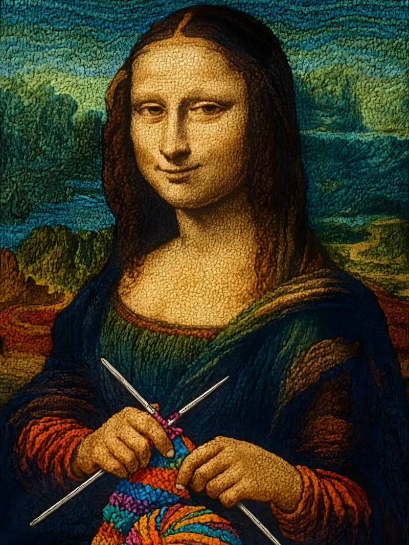 Ritratto di Monna Lisa a maglia pellicola backlit da ARTOMATIC