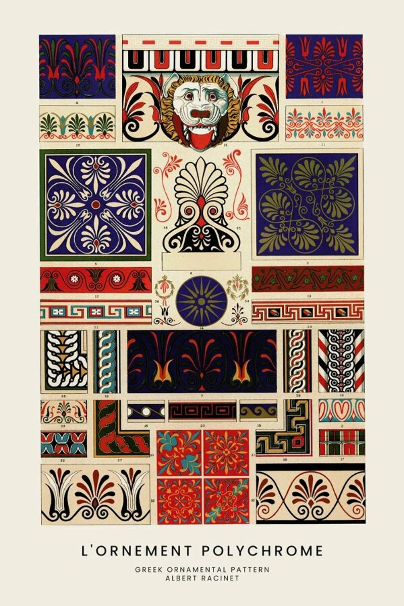 Racinet -  Greek Ornamental Pattern II metacrilato de Vintage by JUNIQE