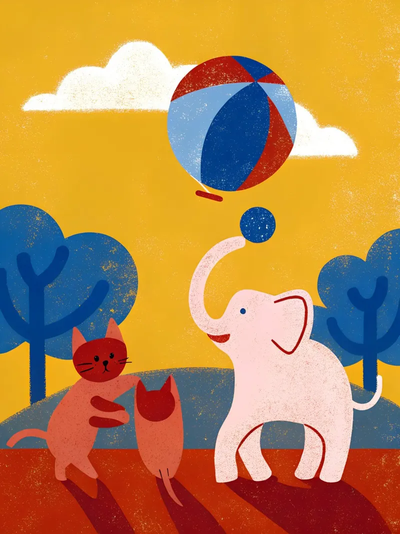 Elefante e gatto poster con telaio in plastica da THE LATEST SHOP