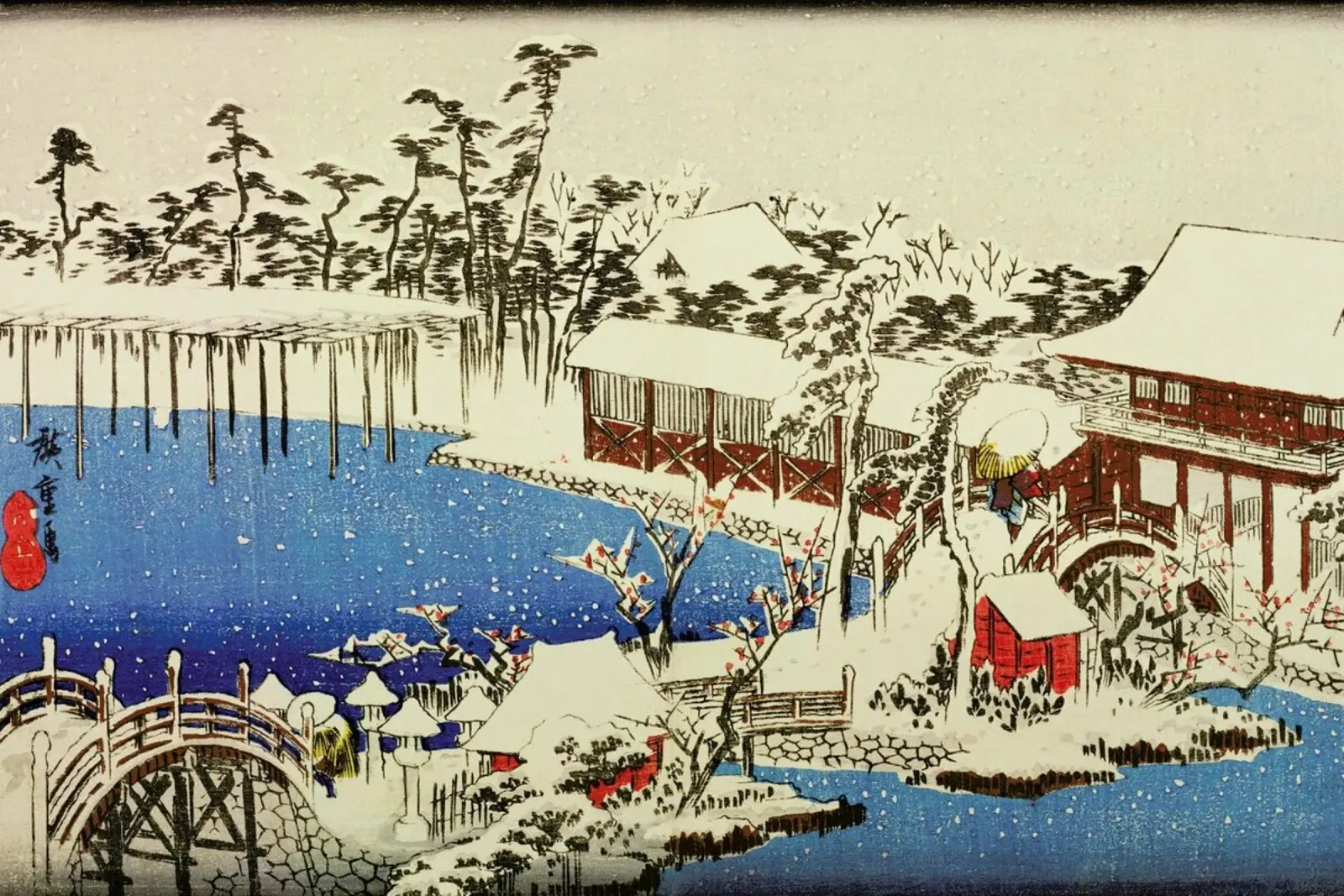 Hiroshige - Snow at the Field of the Kameido Tenman Shrine alluminio dibond da ARTOTHEK