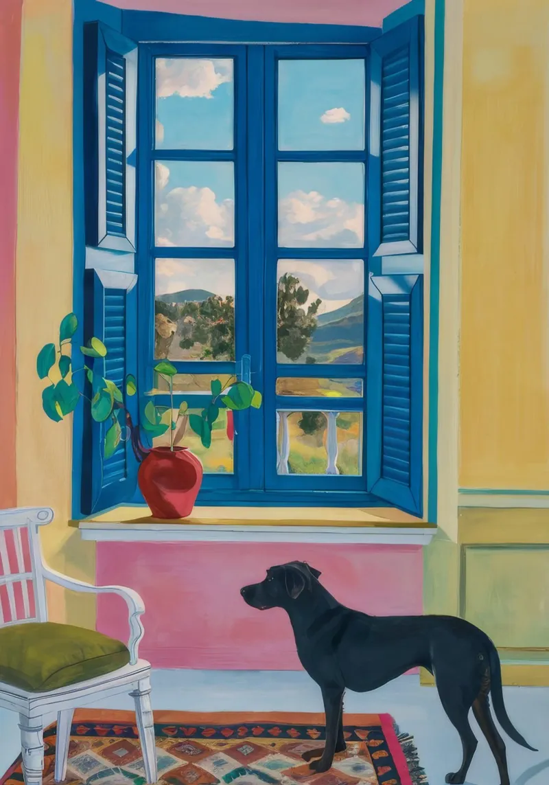 Canine Window Charm canvas with Floater frame by Lumi Eyes