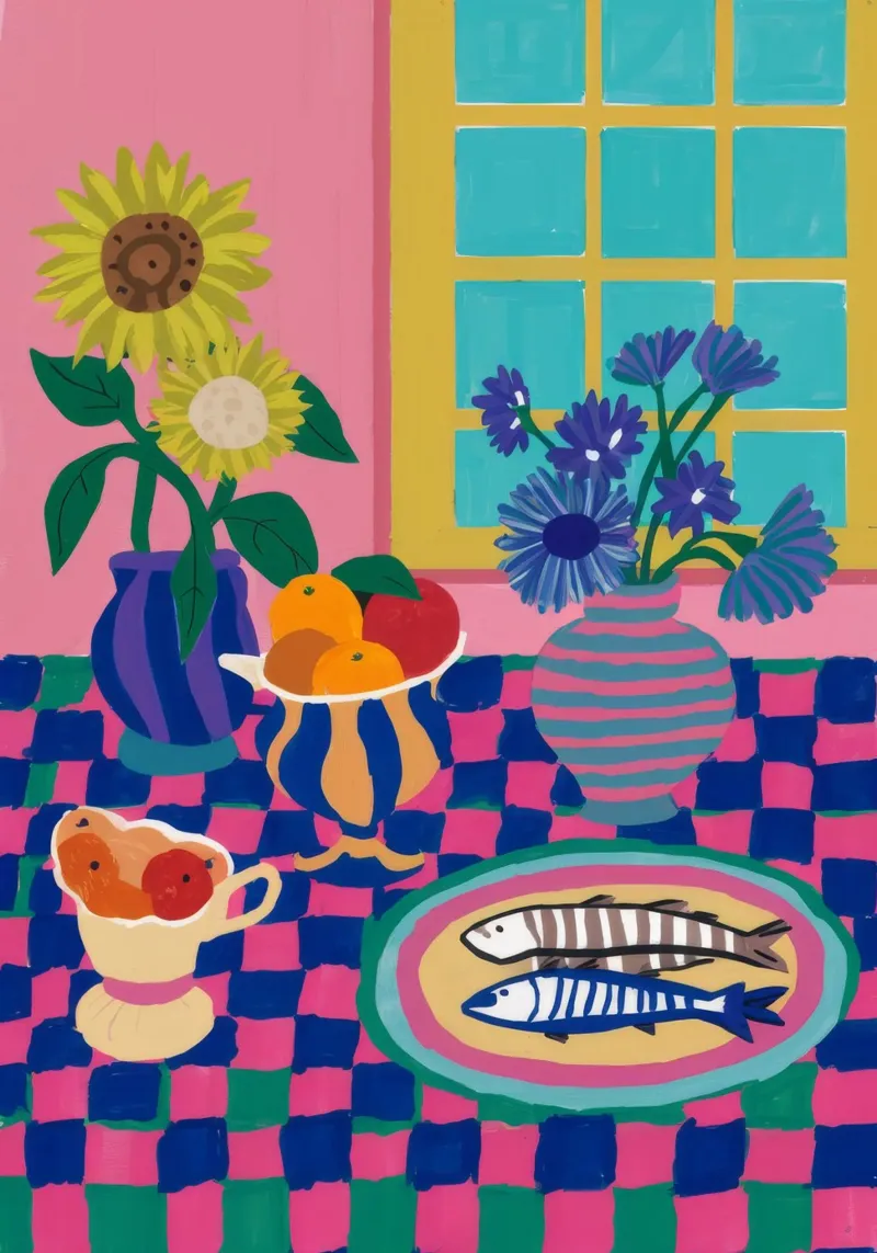 Vivacious Table Feast canvas by Lumi Eyes