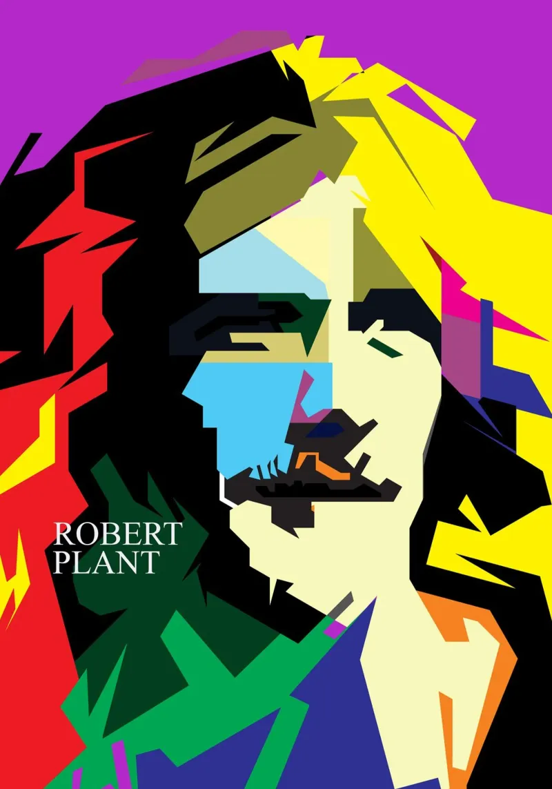 Robert Plant Cantante rock e blues WPAP Trending Now poster con telaio in legno da Artkreator