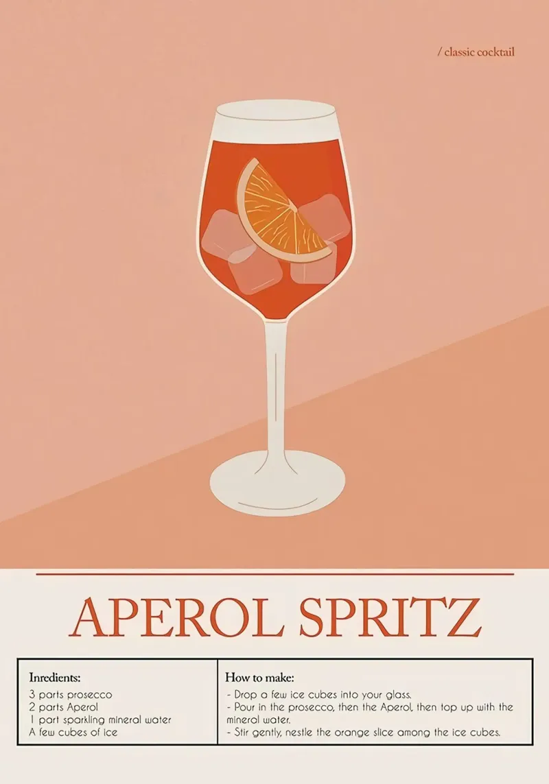 Aperol Spritz Cocktail poster con telaio in legno da Mildred Store