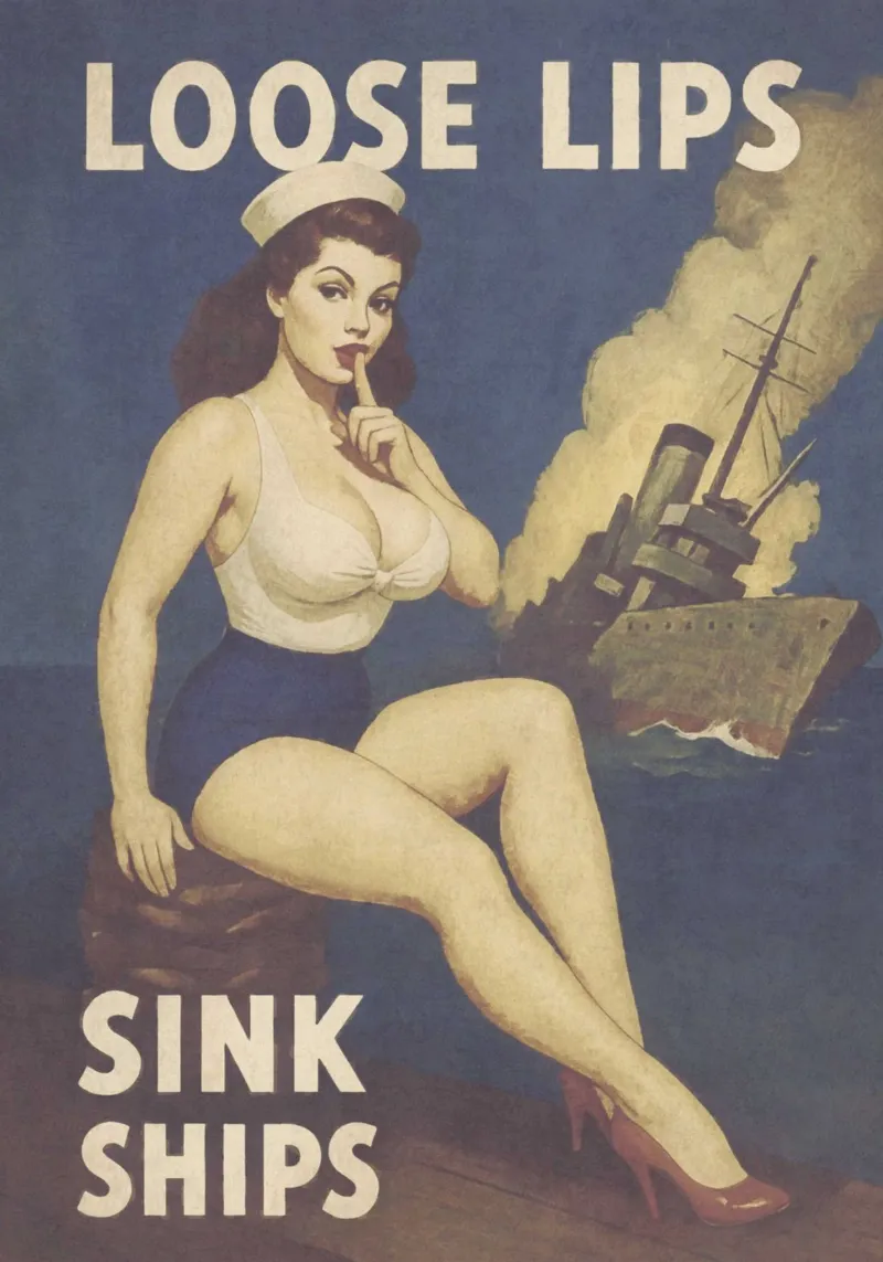 Le labbra sciolte affondano le navi, poster pinup d'epoca pellicola backlit da Hecate Pim Designs