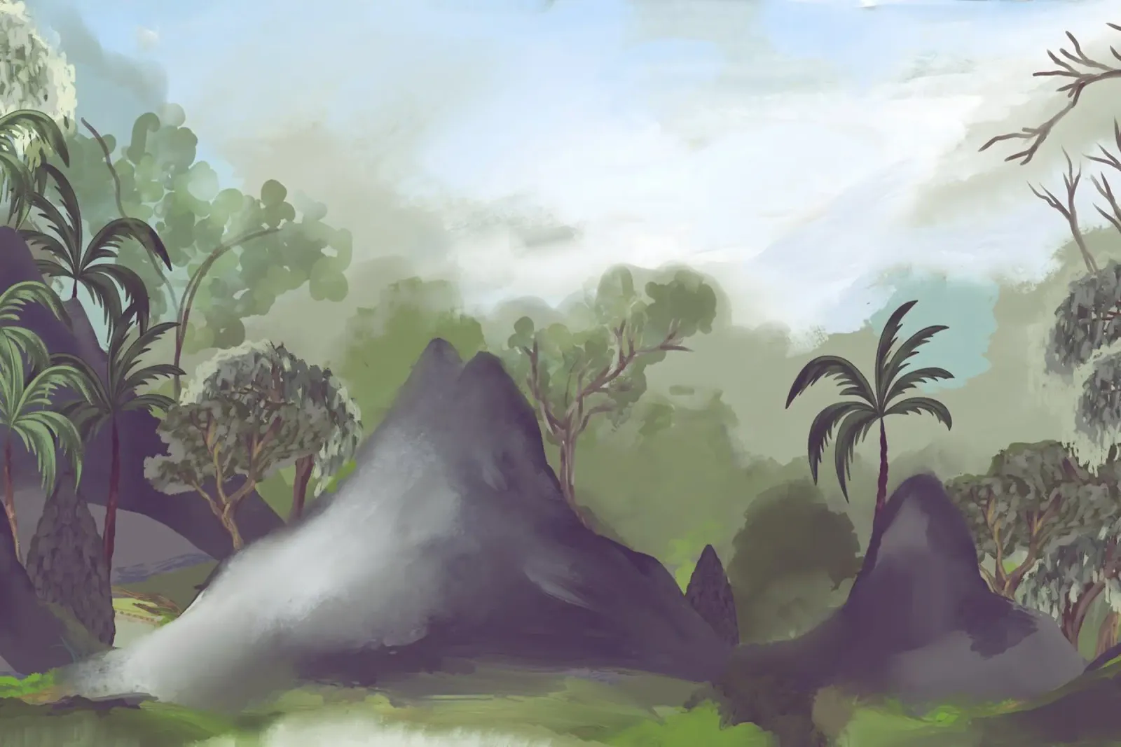 Tropical Paradise jungle Hawaiian style oil painting poster con telaio in plastica da mysteriouscoco