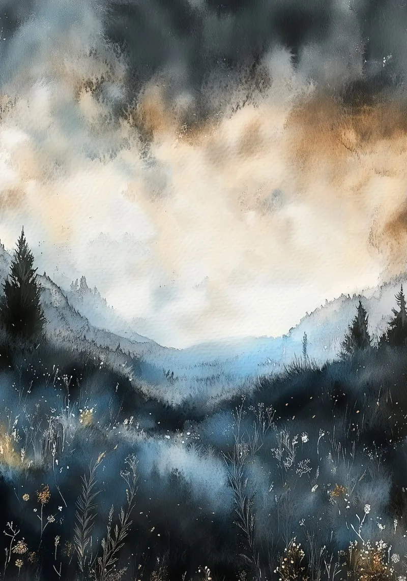 Pradera nocturna lienzo con Marco flotante de Justyna Jaszke JBJart