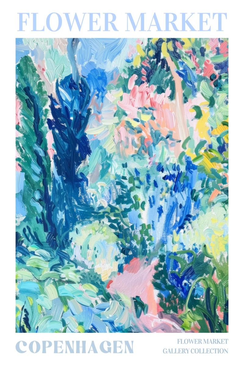 Bloemenprint, abstracte bloemsierkunst, kleurrijke poster poster van Boheme
