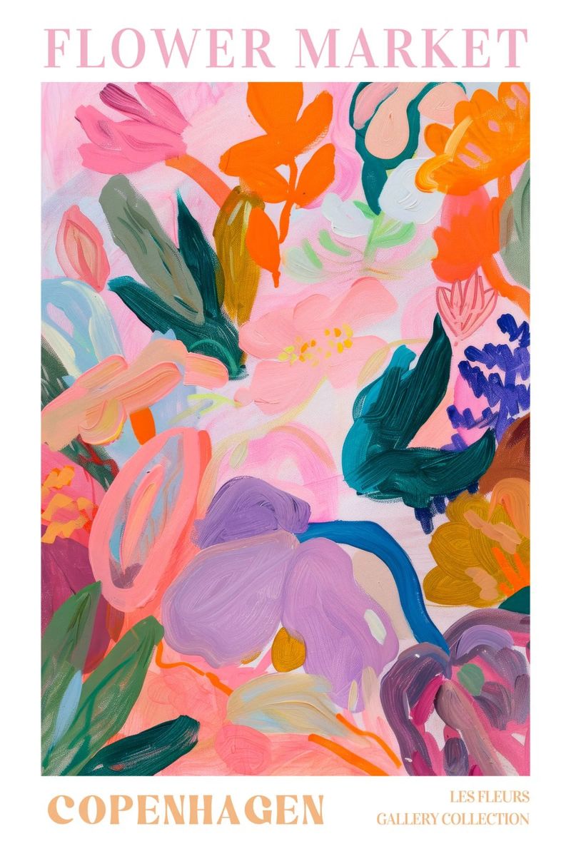 Bloemen Abstract Kleurrijke Kunstdrukken, Abstract Bloemenkunstwerk poster van Boheme