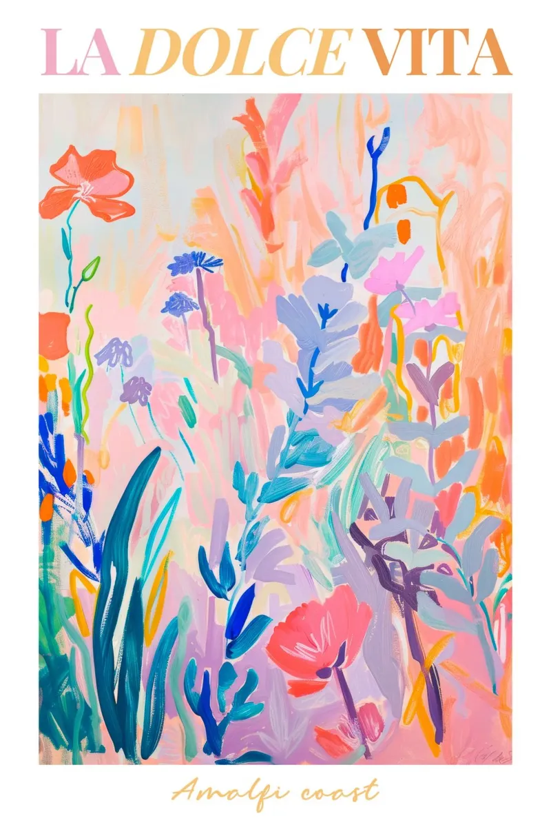 Bloemen abstract, kleurrijke kunstreproducties, abstract bloemenkunstwerk canvas met Baklijst van Boheme