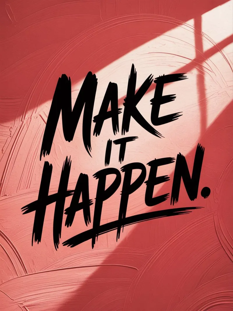 Make It Happen - Rotes strukturiertes Motivationsposter Hahnemühle von logic