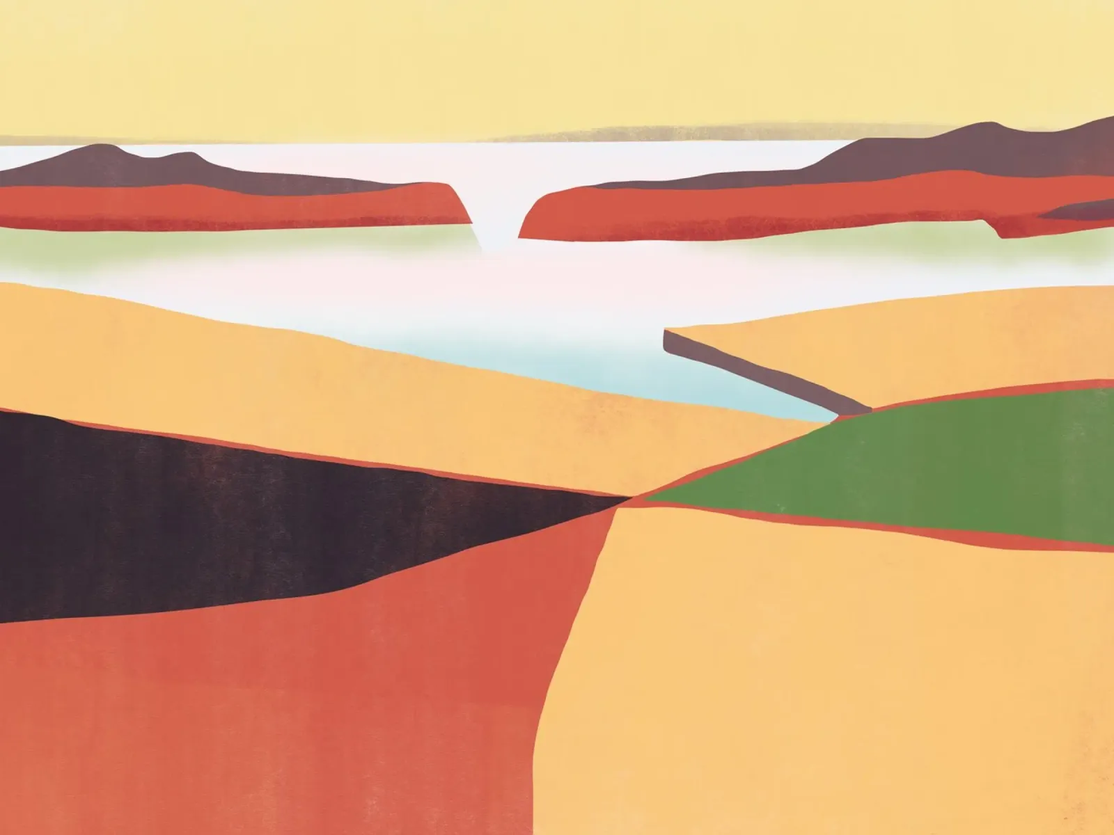 Yellow landscape painting alu-dibond by Little Dean