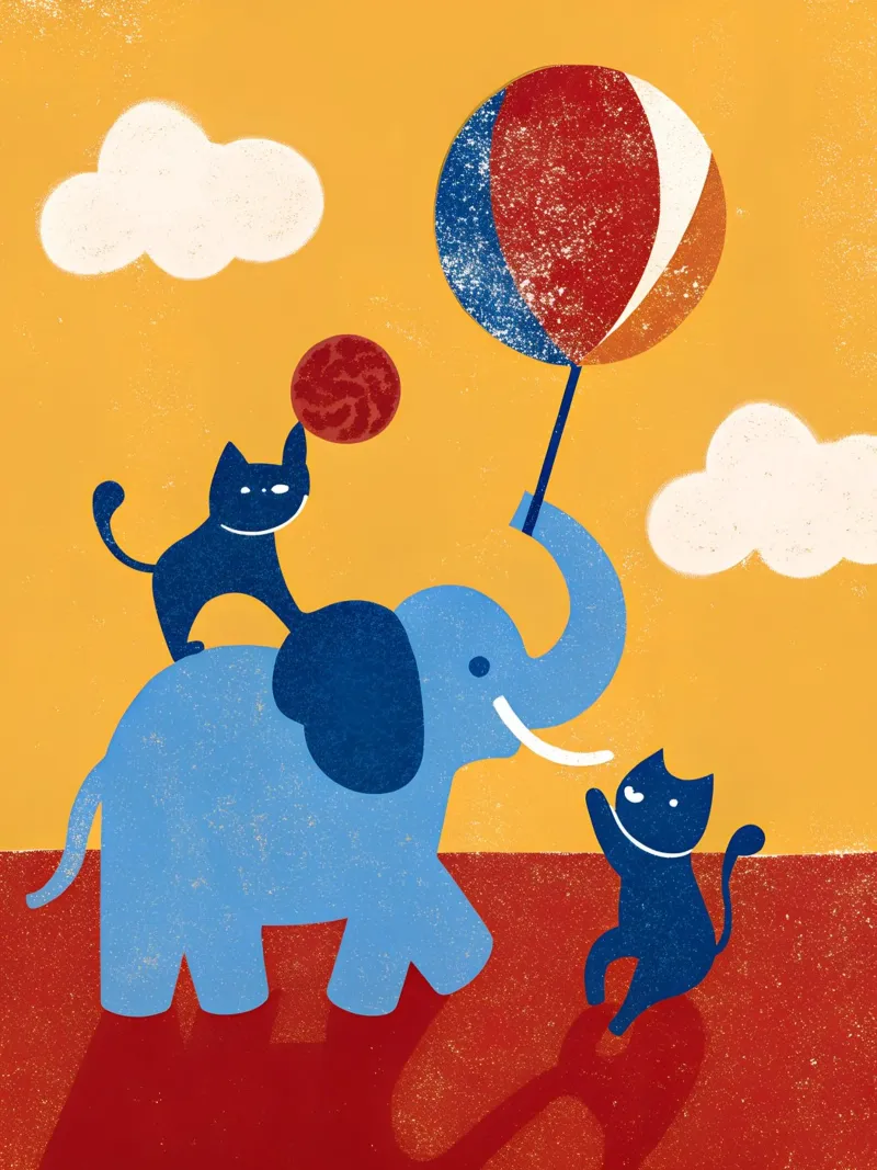 Elefante e gatto poster con telaio in plastica da THE LATEST SHOP