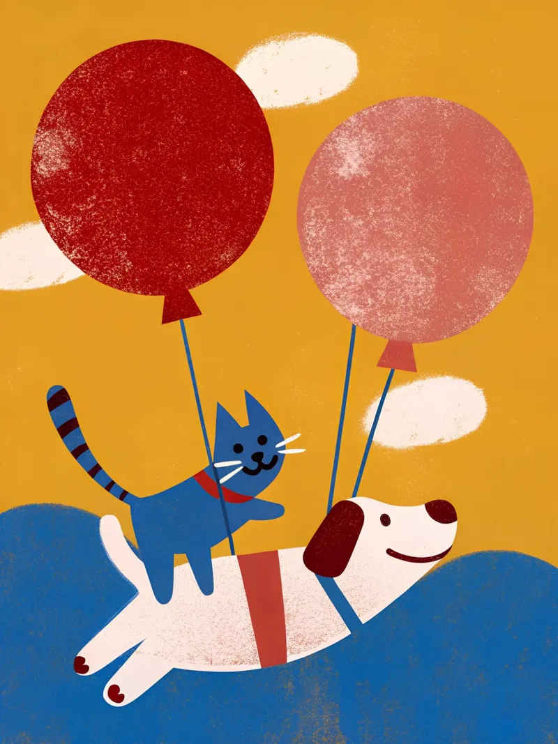 Cane e gatto in palloncini pellicola backlit da THE LATEST SHOP