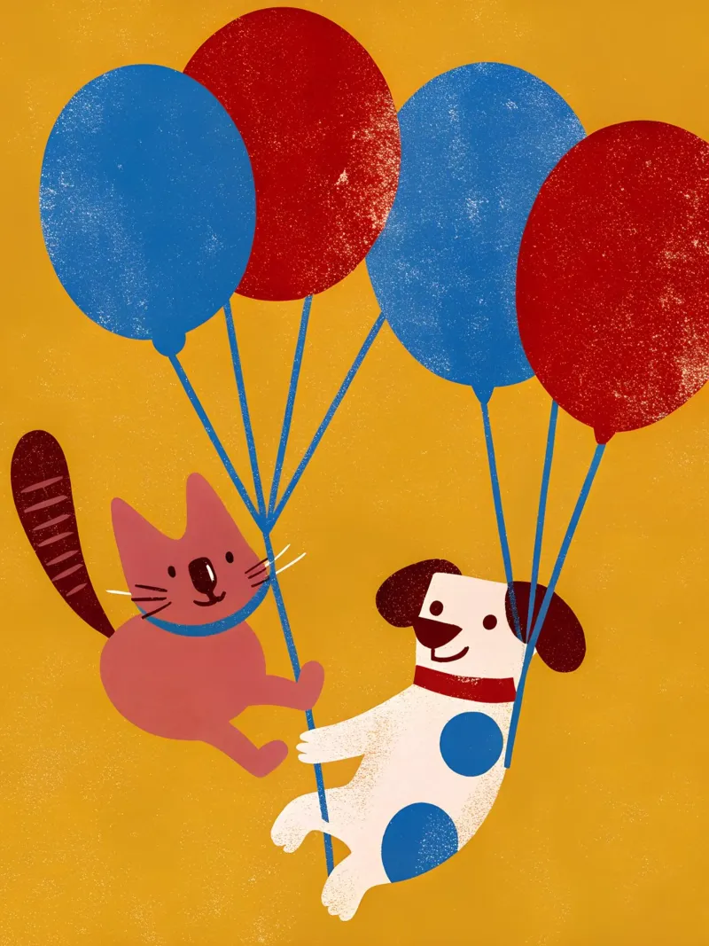 Cane e gatto in palloncini pellicola backlit da THE LATEST SHOP