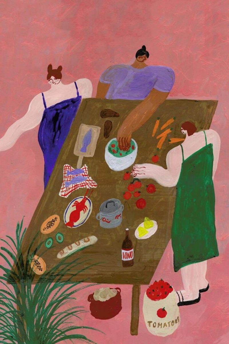 At the Dinner Table poster de Nudes and Croissants