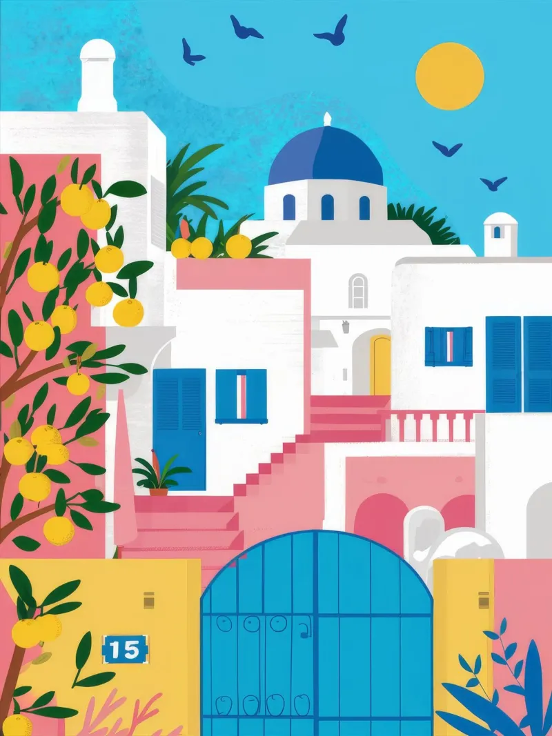 Santorini Blue Gateway poster da Pake Nebula